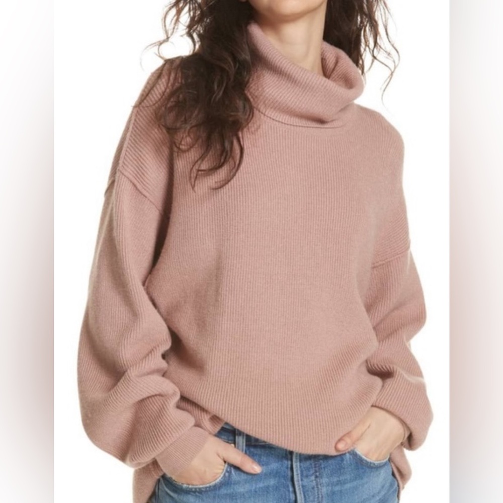 Free People Softly Structured Knit Tunic Sweater Pink Size Medium